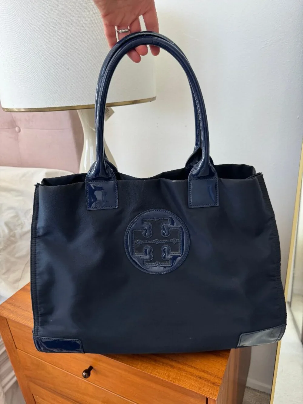 Tory Burch Ella Large Nylon Tote French Navy Work Travel Bag